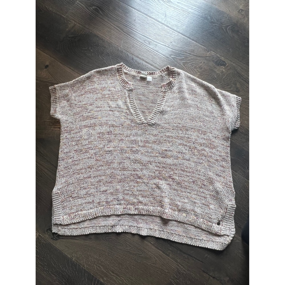 Roxy Womens Beige Marl Chunky Knit V-Neck Sweater Vest Oversized Medium